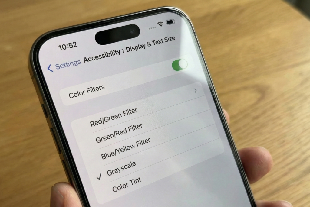 iPhone Grayscale settings
